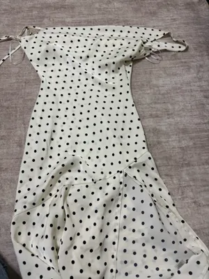 Lulus Matea White Polka Dot Satin Cowl Tie-Back Midi Dress size xs thumbnail 2
