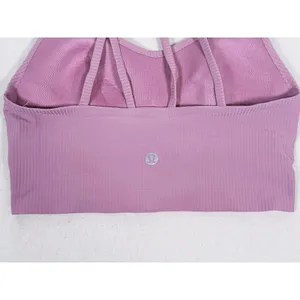 Lululemon Like a Cloud Ribbed Longline Bra Size 4 Pink Yoga Pilates Gym Studio thumbnail 4