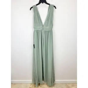 Lulus Heavenly Hues Sage Brush Maxi Dress Chiffon Bridesmaid Formal Medium NWT thumbnail 11