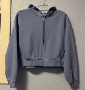 No Boundaries Blue Full Zip Cropped Hoodie Size M 8-10 thumbnail 1