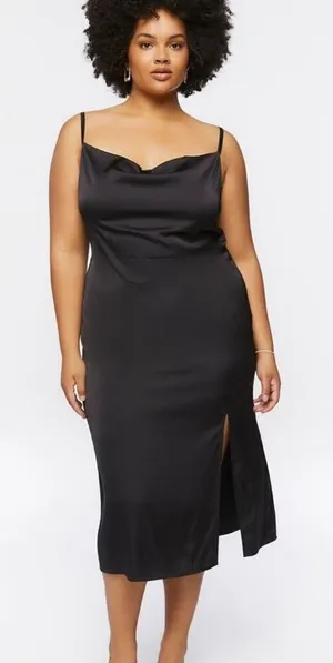 Forever 21 Black Cowl Neck Slip Dress Y2K Party Vibes – Womens Size 0X thumbnail 1