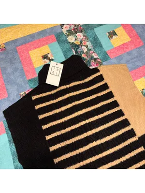 THML NEW $68 Woman’s S Short Sleeve Stripe Knit Sweater Top Size Small thumbnail 6