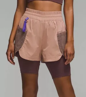 Lululemon Drop-In Pocket High-Rise Hiking Shorts Outdoor 5" Pink Clay Tan 2 thumbnail 1