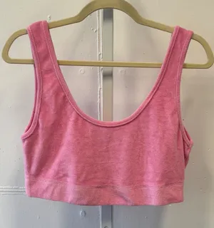 Zara Pink Terry Cloth Crop Top Scoop Neck Sleeveless Bralette 4174/316/620 Large thumbnail 1