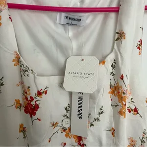 Altar'd State White Floral Button-Front Midi Dress thumbnail 7