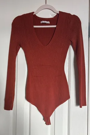 Abercrombie Sweater Knit Burnt Orange Bodysuit thumbnail 1