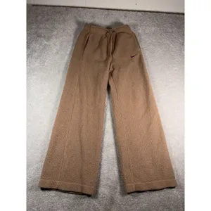 Nike Sweatpants Women S Tan Sherpa Therma-Fit Wide Leg Pocket Fleece Swoosh thumbnail 2