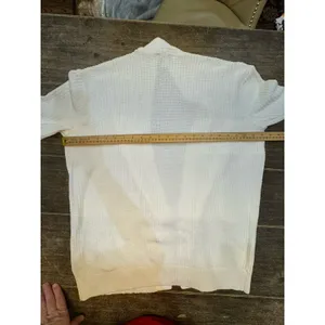 CLUB MONACO WOMEN'S Essential Summer Cardigan WHITE Size Large Longline Open thumbnail 8
