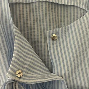 Commense Striped Peplum Top With Bow Details XS White thumbnail 4