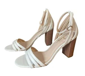 Lulus Shayla White Ankle Strap Heels Womens Size 8.5 thumbnail 3