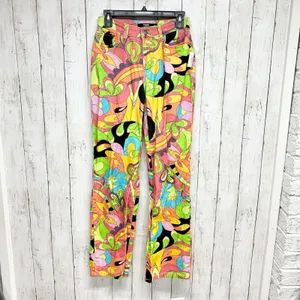 Jaded London Pants Women Size W26 Psychedelic Boyfriend Jeans Multicolor Retro‎ thumbnail 2