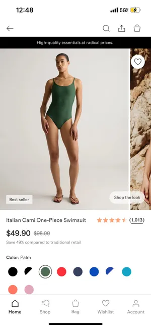 New Quince Italian Cami One-Piece Swimsuit Size Medium MSRP $49.90 thumbnail 2