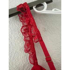 Anthropologie Ruffle Strap Corset Lace Mini Dress Lipstick Red Coquette NWT XL thumbnail 6