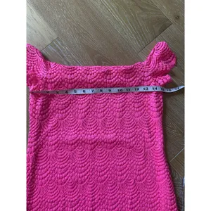 Lilly Pulitzer‎ Jade Pink Tropics scalloped shell lace dress Size S off shoulder thumbnail 14