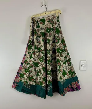 Reversible Maxi Wrap Skirt BINS516 Green thumbnail 1