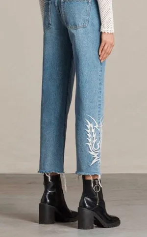 All Saints Mazzy Embroidered Blue Jeans W29 thumbnail 2