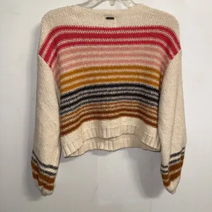 $60 PRE-OWNED Billabong Seeing Multi-Colored Stripes Cropped Pullover Sweater M thumbnail 6