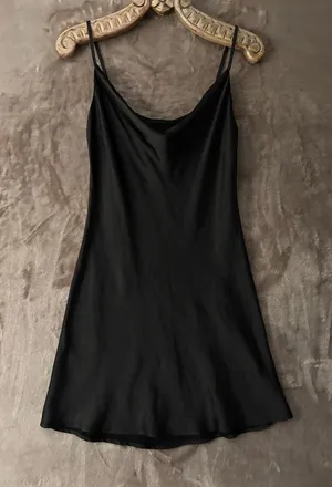 Black Satin Slip Mini Dress Women’s Size M Size M thumbnail 1