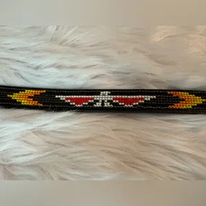 VintageThunderbird Beaded Circle Y Leather Belt Black thumbnail 4