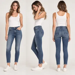 Mother Looker Ankle Chew Jeans Womens 25 Blue High Waisted Skinny Raw Hem Denim thumbnail 2