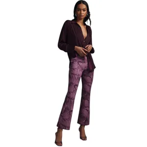 Anthropologie Maeve Purple Swirl Pullon Boot Cut Pants S thumbnail 2