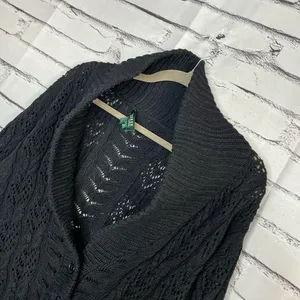 Vintage Lauren Ralph Lauren Black Cotton Puff-Sleeve Button Front Cardigan M Y2K thumbnail 7
