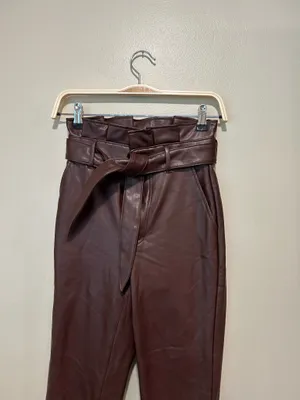 Abercrombie faux leather XXS brown pants thumbnail 2