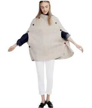 J. Crew NWT Ribbed Turtleneck Button Side Poncho Sweater Oatmeal‎ H3638 S/M thumbnail 1