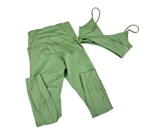 Well Being + Being Well Ashe 7/8 Leggings and Sports Bra in Loden Green Heather thumbnail 5