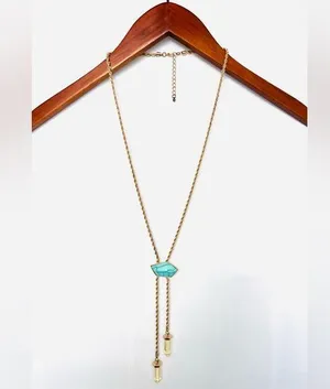 Gold&Turquoise Opera Necklace Blue thumbnail 1