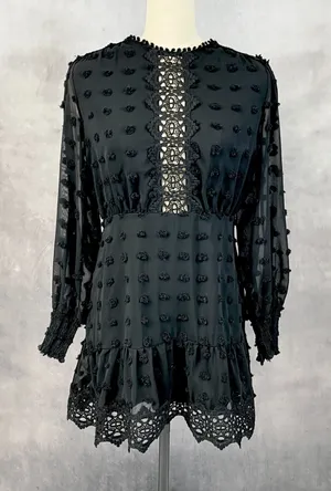 Lulus Women Mini Dress Medium Love or Lust Dark Cottage Festival Whimsy Romantic thumbnail 1