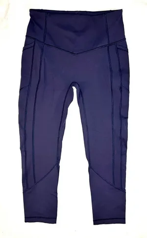 LULULEMON High Rise Pocket Leggings Crop Women’s 8 Navy Blue Activewear Yoga thumbnail 1