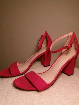Kelly & Katie Red Open-Toe Ankle-Strap Block Heels thumbnail 5