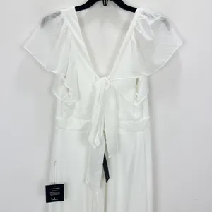 Lulus Simply Delightful White Tie Back Flutter Sleeve Maxi Dress Chiffon XL NWT thumbnail 9