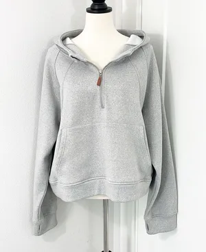 Laslulu 2XL Gray Half-Zip Scuba Hoodie Sweatshirt with Pocket thumbnail 1