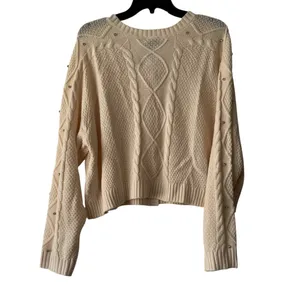 NWT‎ Torrid Cropped Cable Cardigan Embellished Sweater Cream Diamond Size 2X thumbnail 3