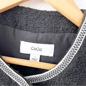 CeCe Black Tweed Button Front Feminine Chic Elegant Preppy Classic Mini Dress thumbnail 2