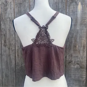 New Aerie Tank/Cami Size Large V Cut Slit Racerback Double Straps Crochet Back thumbnail 4