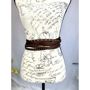 8 Other Reasons Suedette Studded Belt in Brown 43" thumbnail 2