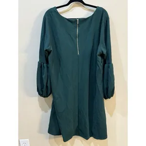 Standards &‎ Practice Women Plus Size Crepe Knit 3/4 Midi Shift Dress- 2X Green thumbnail 4