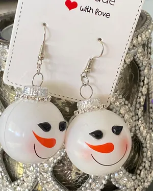 Handmade Adorable Christmas Snowman Earrings thumbnail 3