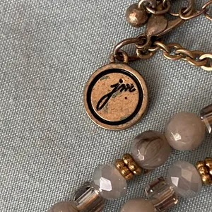 32” Necklace Stone Beads Beaded With Antler Tip Shape Pendant 2.5” H Cream Brown thumbnail 4