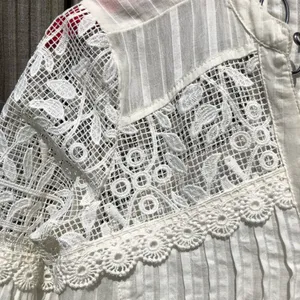Feather Bone White Lace Long Sleeve Peasant Dress XS thumbnail 4