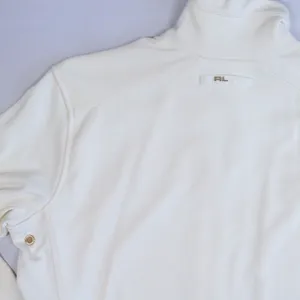 Ralph Lauren Golf Jacket Women M Ivory Full Zip Track Mock Neck Gold Trim Tennis thumbnail 7