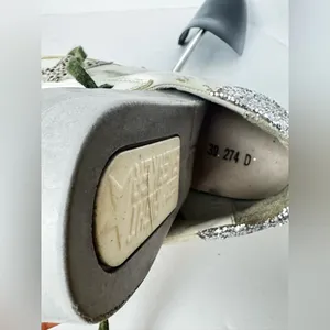 Golden Goose White Sneakers with Silver Glitter and Leopard Star Size 39 thumbnail 14