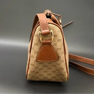 Vintage GUCCI Micro GG Supreme PVC Canvas Brown Leather Trim Shoulder Bag thumbnail 2