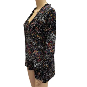 Everleigh Floral Paisley Peasant Blouse Long Sleeve Black Multicolor Womens XL thumbnail 3