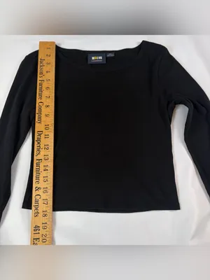 Anthropologie Maeve Black 100% Cotton Scoop Neck Flutter Sleeve Knit Top Size XS thumbnail 3
