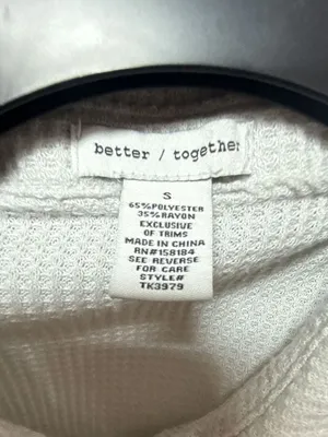 Better Together White Waffle Knit Button-Down Long Sleeve Shirt thumbnail 2