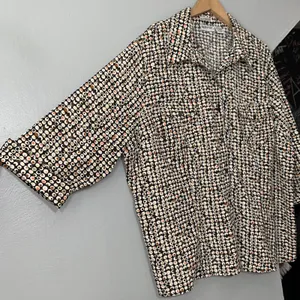 Apparenza Plus Size 24W Stretch Geometric Retro Polka Dot Artsy Y2K Disco Top thumbnail 4